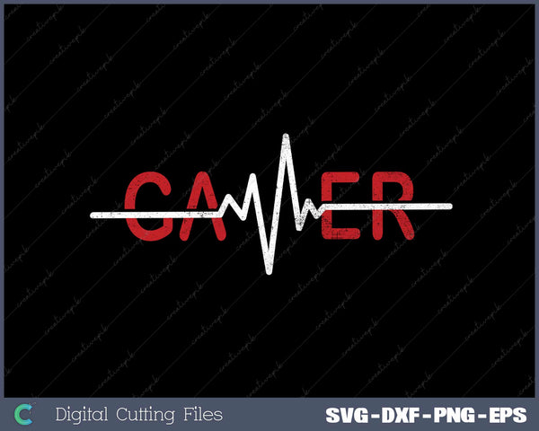 Gamer Heartbeat Video Games Graphic SVG DXF PNG Design File