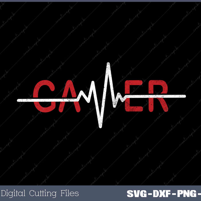 Gamer Heartbeat Video Games Graphic SVG DXF PNG Design File