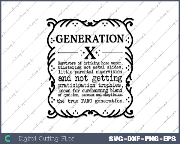 Vintage Generation X Gen X SVG PNG Cutting Printable Files