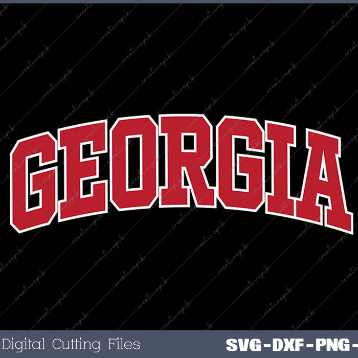 Georgia GA Vintage Athletic Sports Design Red Text SVG PNG Cutting Printable Files