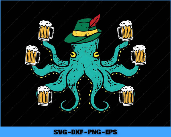 German Octopus Oktoberfest Funny Bavarian Png Printable File