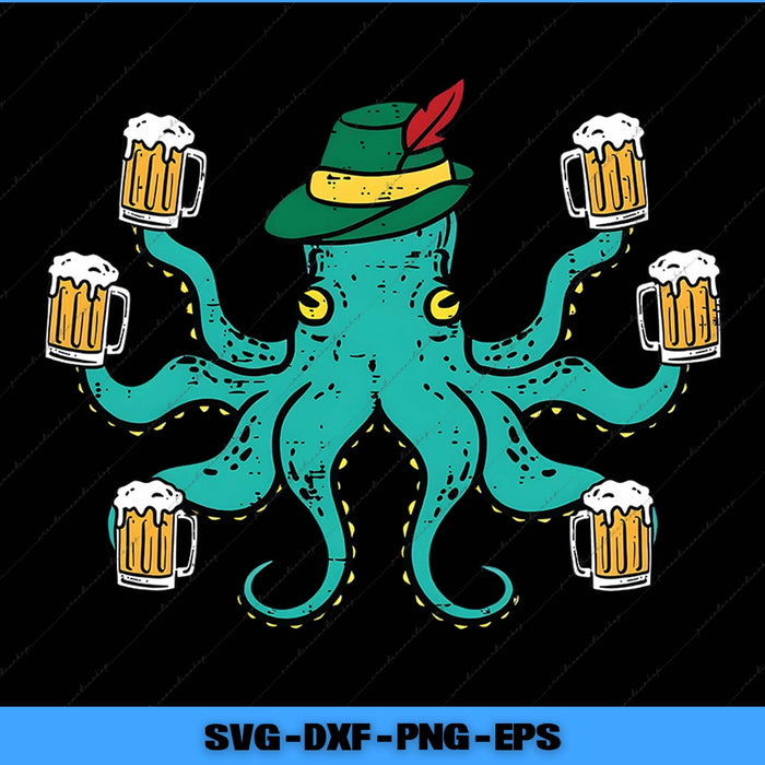 German Octopus Oktoberfest Funny Bavarian Png Printable File