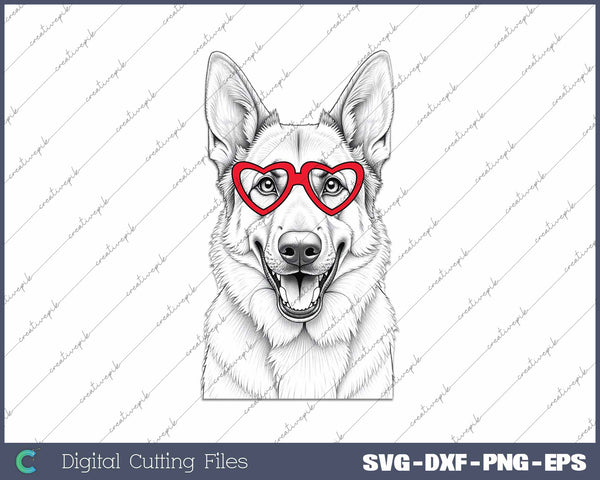 German Shepherd Dog Breed Valentine's Heart SVG PNG Cutting Printable Files