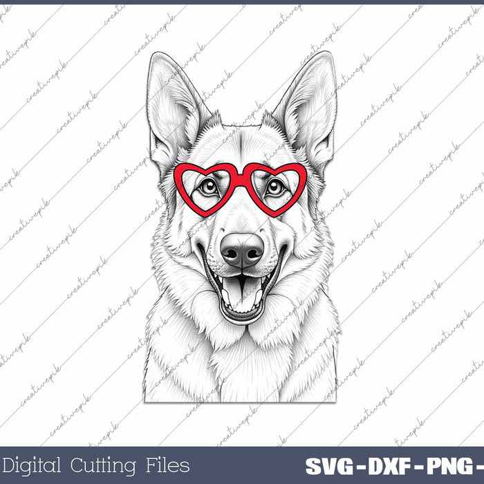 German Shepherd Dog Breed Valentine's Heart SVG PNG Cutting Printable Files