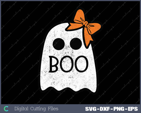 Ghost With Bow Boo Girls Halloween