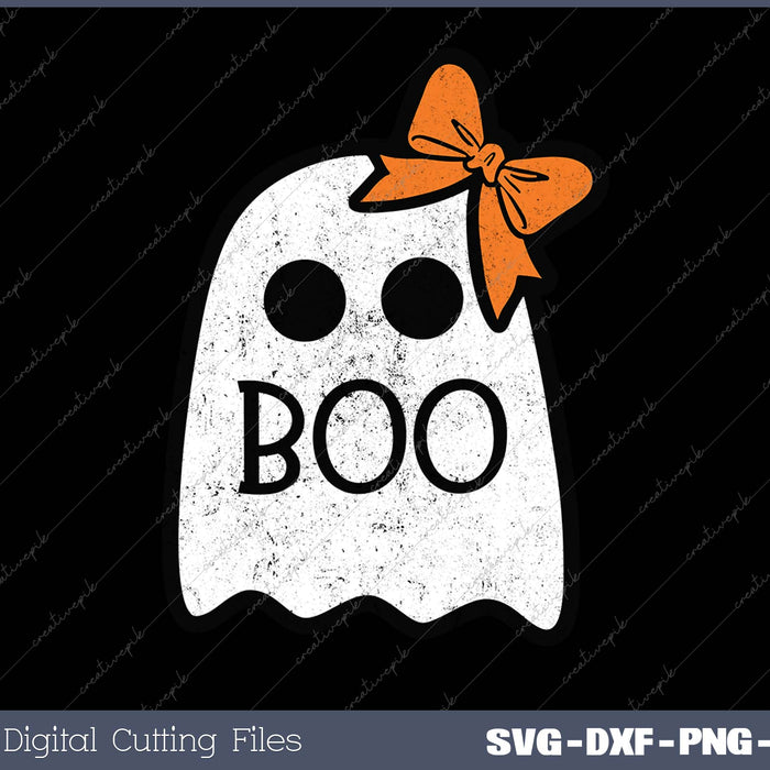 Ghost With Bow Boo Girls Halloween