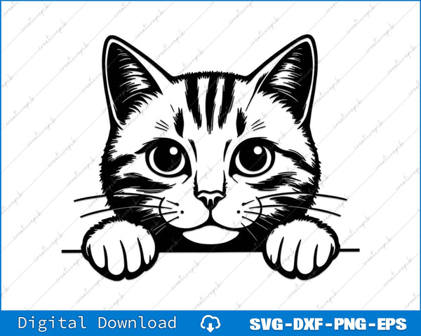 Ginger Cat Peeking Silhouette SVG PNG Cutting Printable File