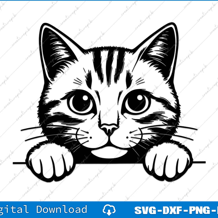 Ginger Cat Peeking Silhouette SVG PNG Cutting Printable File