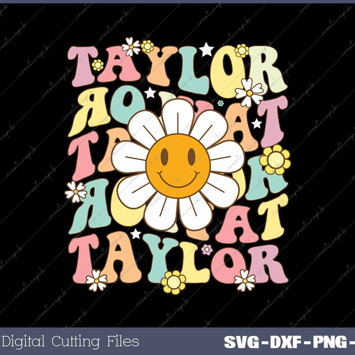 Girl Retro Taylor First Name Personalized Groovy Birthday