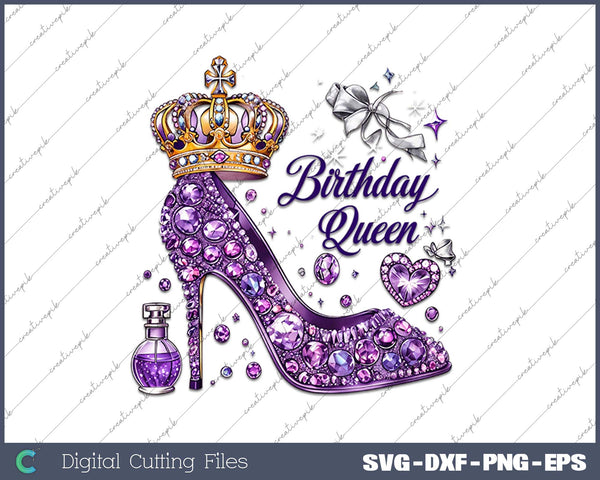 Glitter Birthday Queen SVG PNG Cutting Printable Files