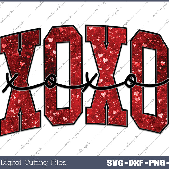 Glitter XOXO Valentine's day SVG PNG Cutting Printable Files