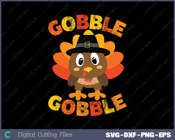 Gobble Gobble Funny Vintage Thanksgiving SVG PNG Cutting Printable Files