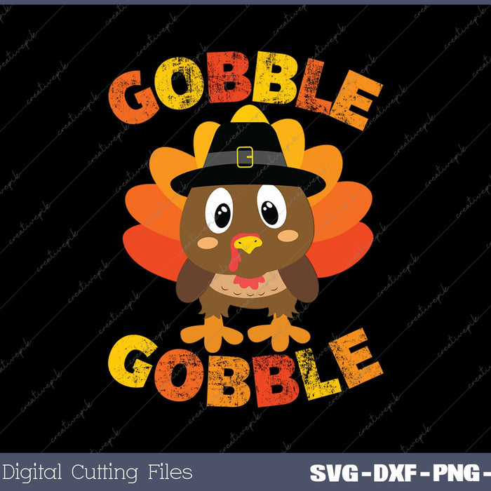Gobble Gobble Funny Vintage Thanksgiving SVG PNG Cutting Printable Files