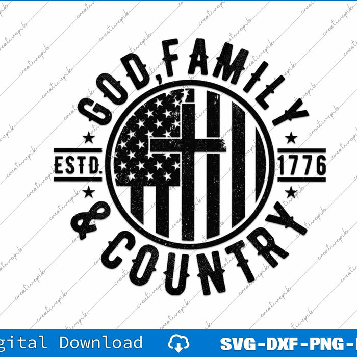 God Family And Country USA Flag SVG PNG Cutting Printable Files