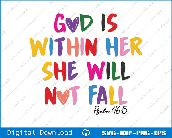 God Is Within Her Christian Bible Verse SVG PNG Cutting Printable Files