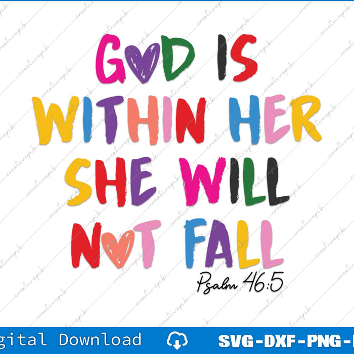 God Is Within Her Christian Bible Verse SVG PNG Cutting Printable Files