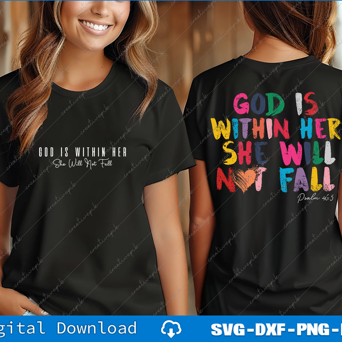 God Is Within Her She Will Not Fall, God Is Within Her She Will Not Fall Svg Back And Front File