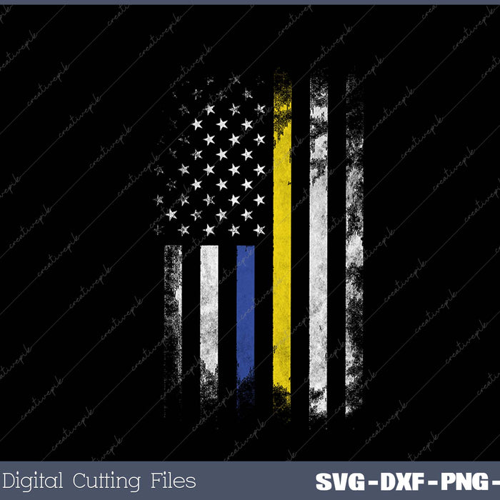 Gold Blue Line 911 Police Dispatcher First Responder SVG PNG Cutting Printable Files