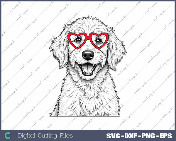 Goldendoodle Dog Breed Valentine's Heart SVG PNG Cutting Printable Files