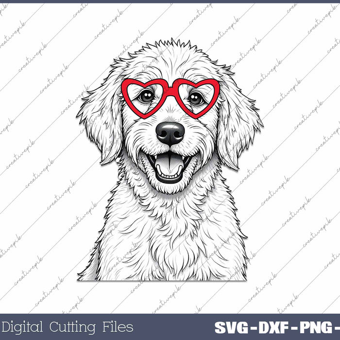 Goldendoodle Dog Breed Valentine's Heart SVG PNG Cutting Printable Files