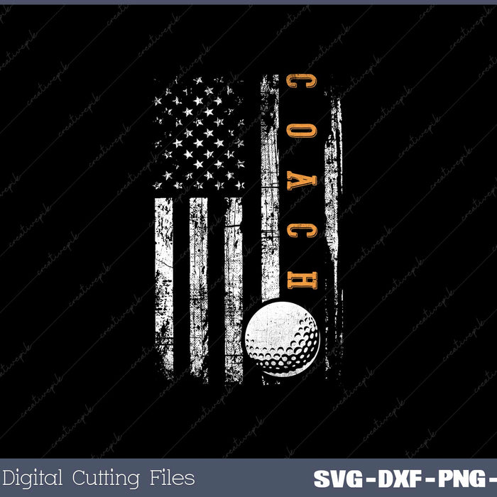 Golf Ball Coach American Flag SVG PNG Cutting Printable Files