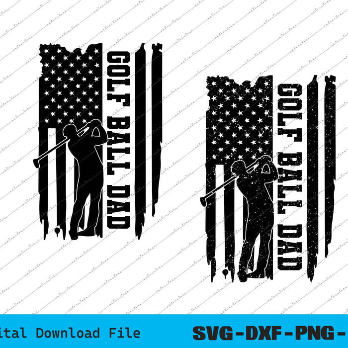 Golfball Dad American USA Flag SVG PNG Cutting Files