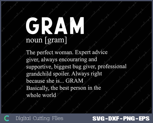 Gram Definition Grandma Mother Day Gifts