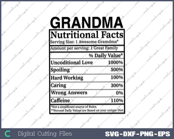 Grandma Nutritional Facts