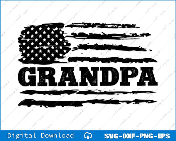Grandpa Distressed American Flag SVG PNG Cutting Printable File