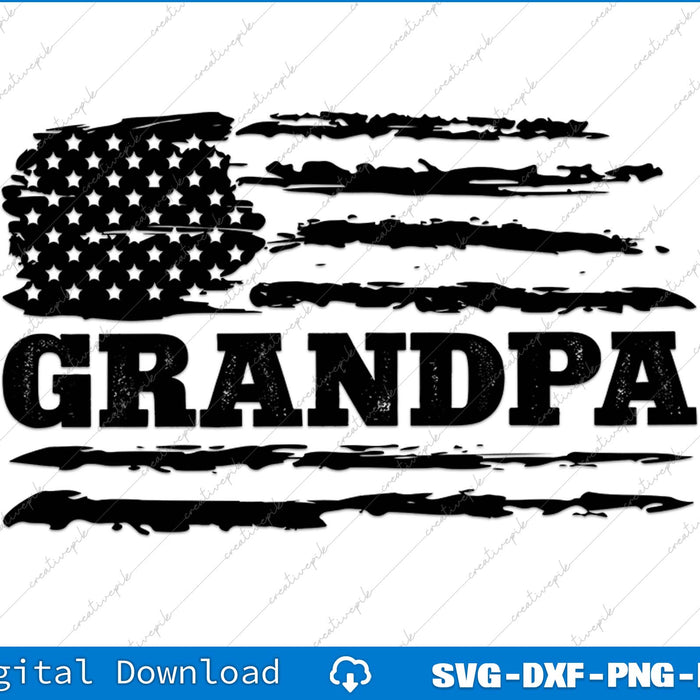 Grandpa Distressed American Flag SVG PNG Cutting Printable File