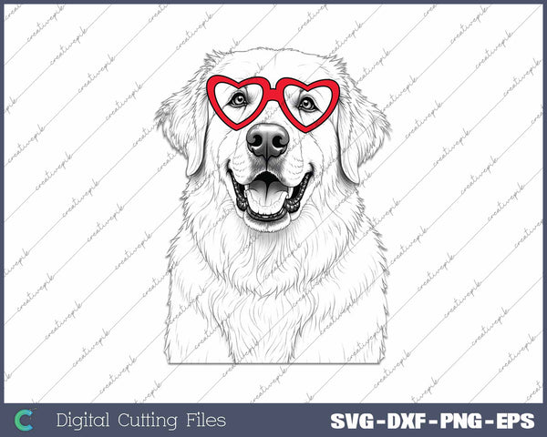 Great Pyrenees Dog Breed Valentine's Heart SVG PNG Cutting Printable Files