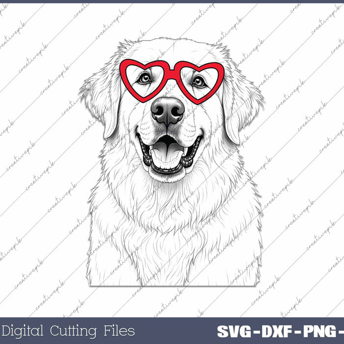 Great Pyrenees Dog Breed Valentine's Heart SVG PNG Cutting Printable Files