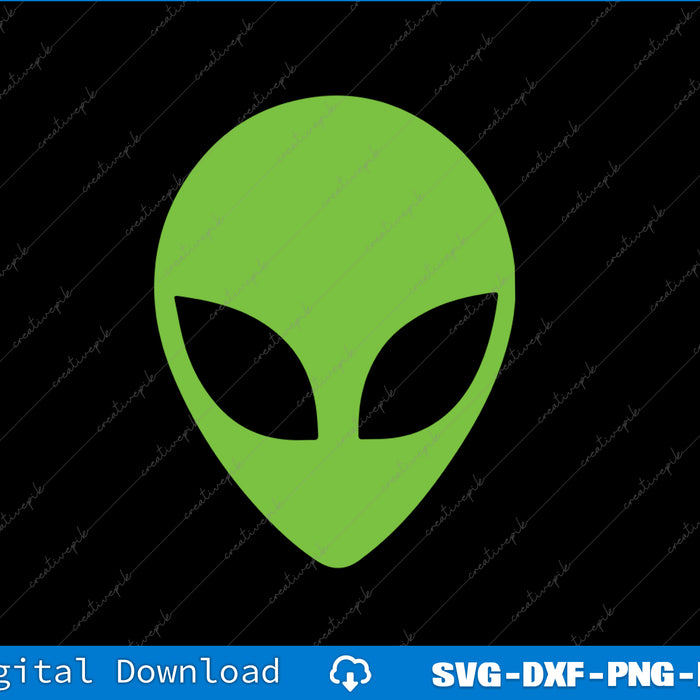 Green alien head icon on a black background with digital download text at the bottom.