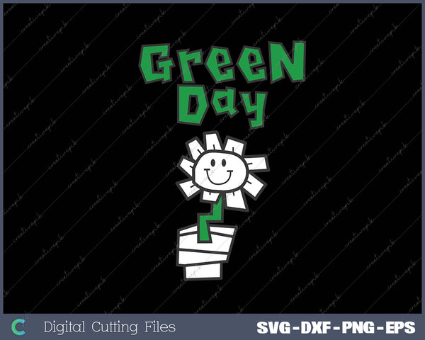 Green Day Flower Pot SVG PNG Cutting Printable Files