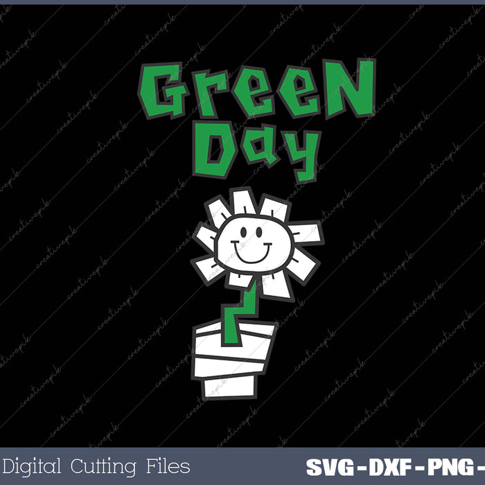 Green Day Flower Pot SVG PNG Cutting Printable Files