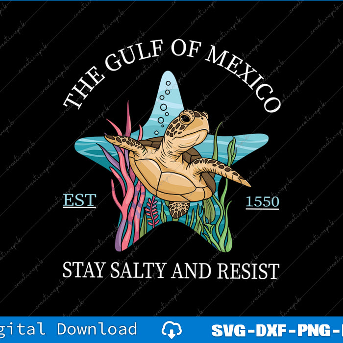 Gulf Of Mexico Turtle Salty Resist SVG PNG Cutting Printable Files