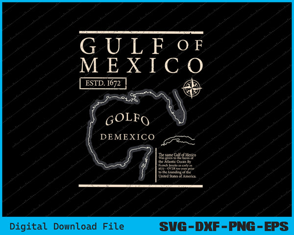Gulf of Mexico 1672 Historic Map SVG PNG Cutting Printable Files