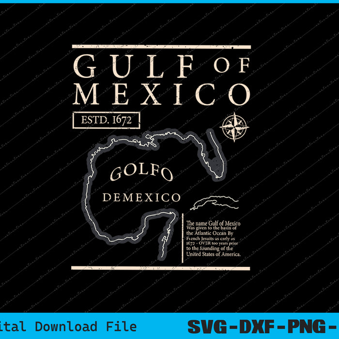 Gulf of Mexico 1672 Historic Map SVG PNG Cutting Printable Files