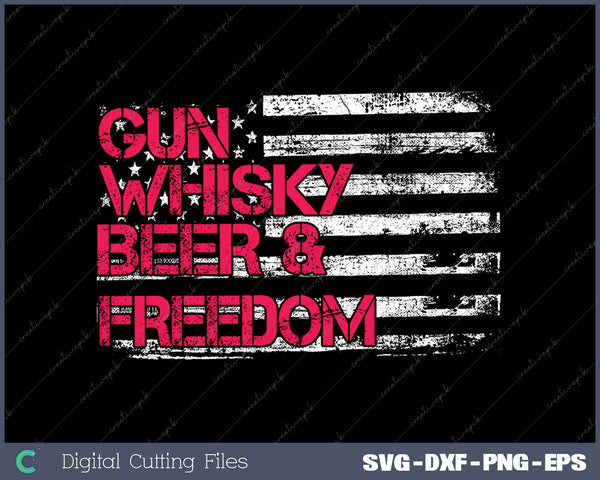 Gun Whisky Beer & Freedom American Flag For Guys