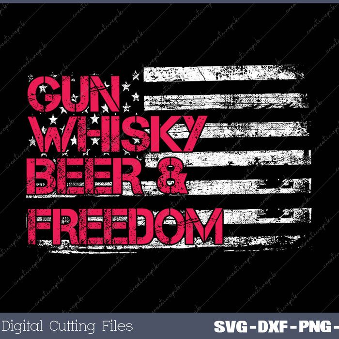 Gun Whisky Beer & Freedom American Flag For Guys