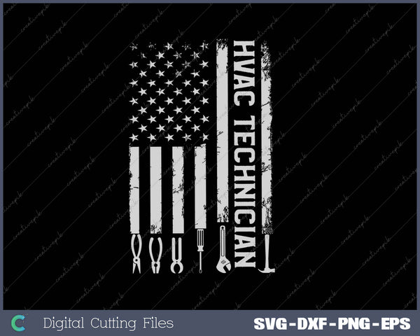 HVAC Technician American Flag SVG PNG Cutting Printable Files