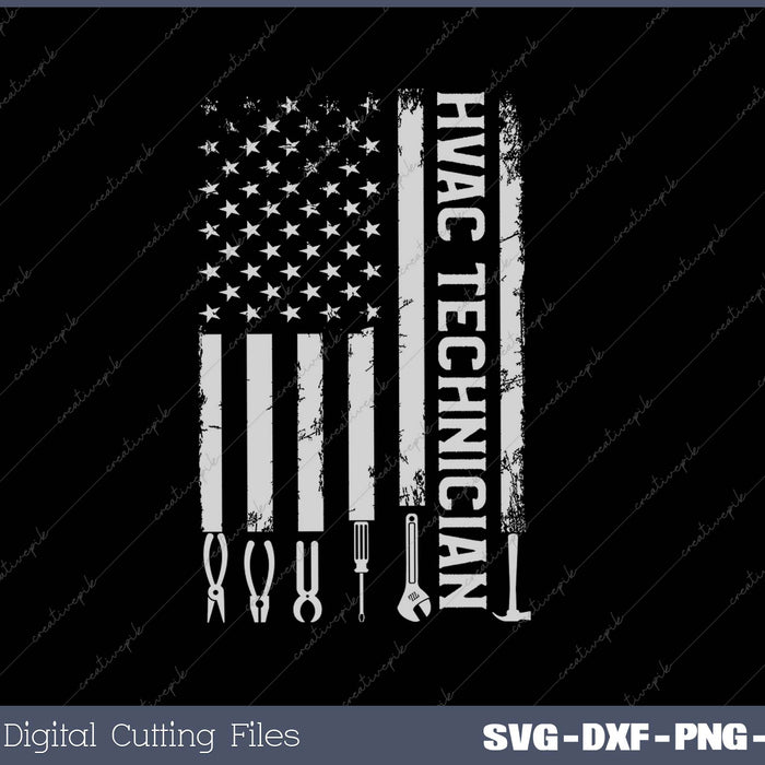 HVAC Technician American Flag SVG PNG Cutting Printable Files