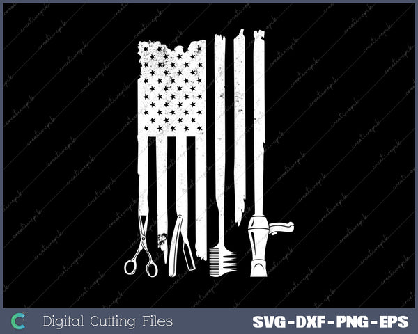 Hair Stylist Patriotic Hairdresser US Flag Svg Design Cut File