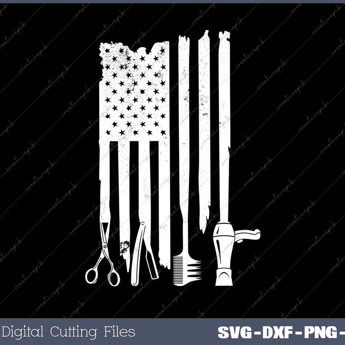 Hair Stylist Patriotic Hairdresser US Flag Svg Design Cut File