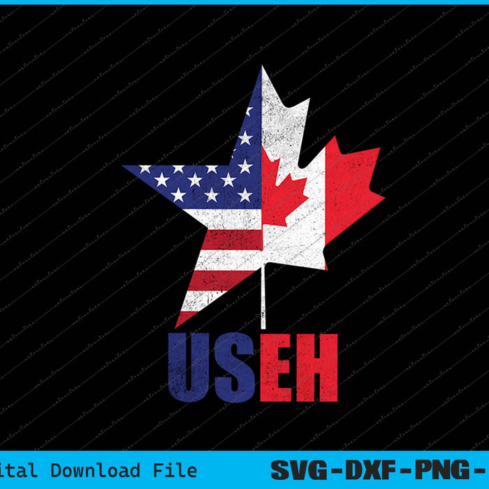 Half Canadian American USEH Canada USA Flag United States SVG PNG Printable Files