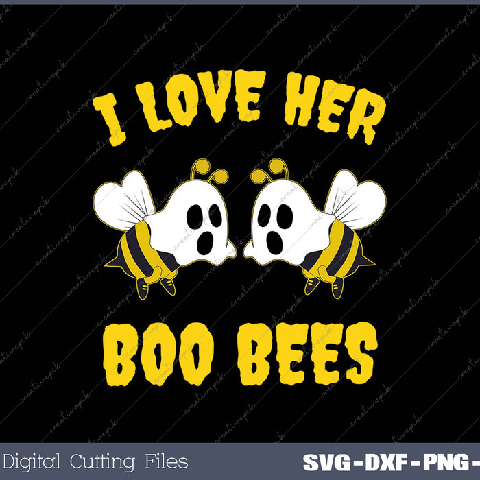 Halloween I Love Her Boo Bees Funny Couples Matching