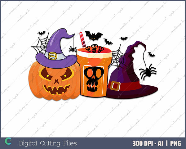 Halloween Pumpkin AI PNG Sublimation Files