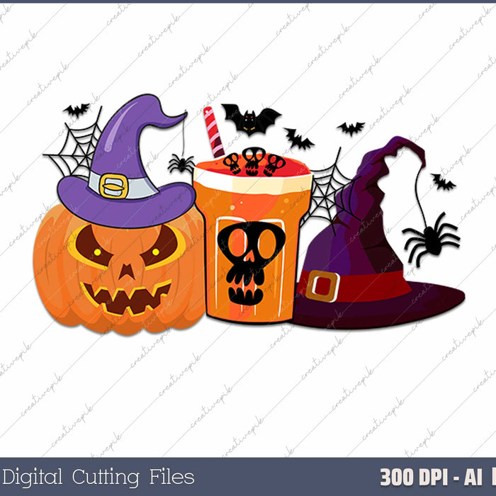 Halloween Pumpkin AI PNG Sublimation Files