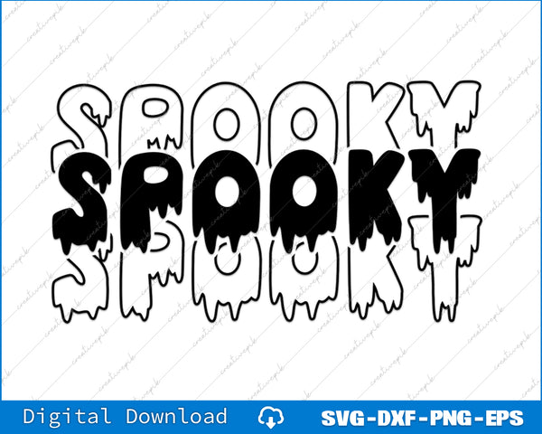 Spooky text design with ghost shapes on a white background