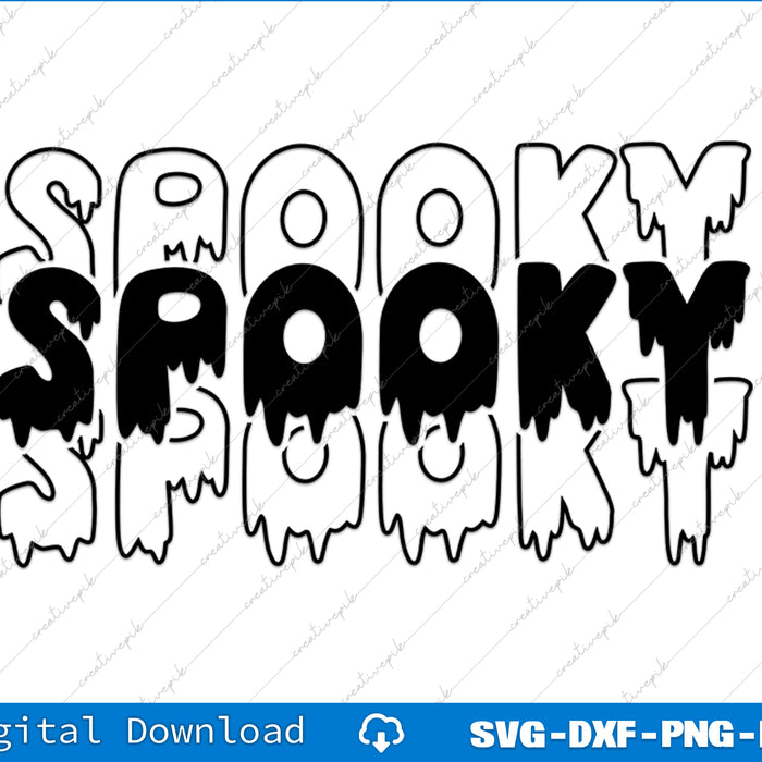 Spooky text design with ghost shapes on a white background
